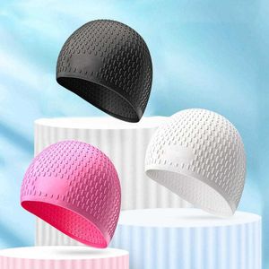 Cuffie da nuoto Cuffia da nuoto Cuffia da piscina in silicone impermeabile unisex Grande cappello da nuoto ergonomico per adulti Capelli lunghi P230418