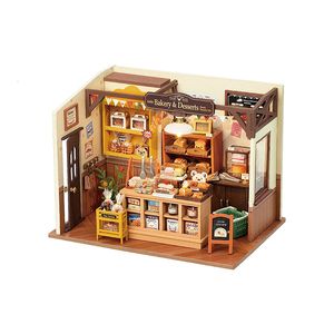 Doll House Accessories Robotime Rolife Beckas Baking House 3D Puzzle DIY Miniature Dollhouse Kit Amazing Gift for Children DG161 230417