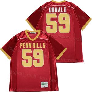 High School Penn Hills 59 Aaron Donald Jersey Football for Sport Fans Pure Cotton Moive Breatble Team Color Red College All Songed Vintage University Retro