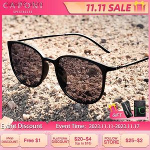 サングラスCaponi Oval Men's Sunglasses Photochromic偏光サングラスマン用サンググラスUVレイスーパーライトスモールサイズ眼鏡BS520 Q231120