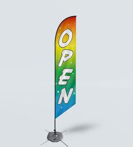 Kundenspezifische Promotion Open Beach Feather Flag 110g Gestricktes Polyester-Swooper-Banner Digitaldruck7041229