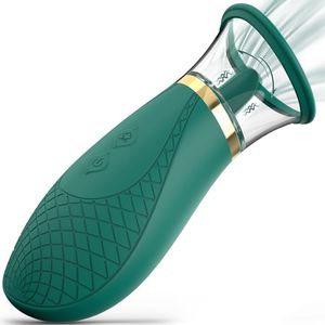 Cralitol Sucking Vibrator Sex Toys, 3 Sucking 9 Licking Modes Nipples Clit Sucker for Quick Orgasm, Tongue Vibrators Adult Toys for Women Couples-Green