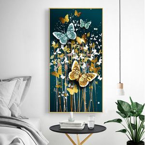 Nordic Abstract Golden Butterfly Wall Art Prints Plakat Nowoczesne płótno malowanie zdjęć ściennych do salonu wystrój domu cuadros