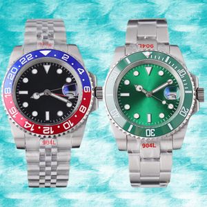 Luxury Men's Watch Green Dial 40mm 904L Rostfritt stål Rem Automatisk mekanisk GMT Sapphire Waterproof Montre de Luxe Watch Gift Factory