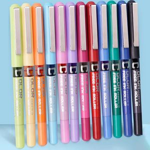 Gel Pens 12 Colors Precise Stick Liquid Ink Roller ball Pens Extra Fine Point 0.5mm Super Smooth Quick Drying Skip-free Writing 231117