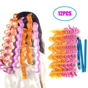 Bigodini per capelli 12 pezzi Bigodino senza calore Nessun calore Riccioli morbidi Asta di arricciatura Bastoni per rulli Aste per perm Wave Formers Strumenti per lo styling 231113