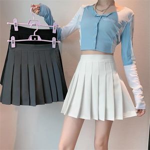 Faldas Moda Mujer Falda Estilo preppy Faldas de cintura alta Negro Blanco Corto Mini Estudiante Uniformes Chicas Harajuku Falda A-line Loosesize 230418