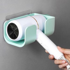 Hooks & Rails Wall Mounted Air Blower Holder With Hook HIPS Convenient Use Hair Dryer Rack Bathroom Hands Free Holders Box Curling Shelf