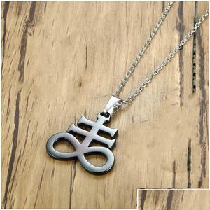 Pendant Necklaces Pendant Necklaces Faithheart Leviathan Satanic Cross Necklace For Women Men Stainless Steel Jewelry Drop Delivery Pe Dhaxb