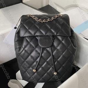 10A Designer di qualità a specchio Zaino piccolo 25 cm Borsa a mano in pelle di vitello con reticolo diamantato Borsa da donna in vera pelle trapuntata con patta Tracolla a catena Borsa nera con scatola