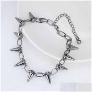 Chokers moda punkowa ręcznie robione damskie naszyjnik dla kolca nitów żeński łańcuch Naszyjniki przesadne dławiki skały upuszcza dostawa dhgarden otzro