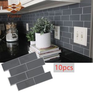 Wall Stickers 10pcs Tiles Peel And Stick Backsplash Removable Self Adhesive Wall Sticker Vinyl Bathroom Kitchen Home Decor DIY 230417