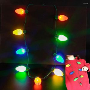 Party Decoration 6pcs Novelty Led Light Up Christmas Bulb Necklace Holiday Decor