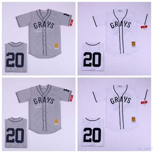 Men baseball Grays Jerseys 20 Josh Gibson Homestead National League Cool Base Team Kolor szary biały zszyta oddychająca najwyższej jakości