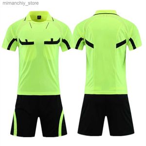 Collectable Professional Reree Soccer Jersey Adult Reree Football Uniform Turndown Collar Judge Shirt Three Pockets Shorts Umpire Suit Q231118