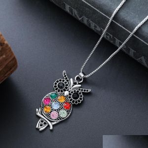 Pendant Necklaces Colorf Crystal Owl Pendant Necklaces 24Inches Necklace Sell Antique Sier Fashion Jewelry N1598 Pendants Drop Deliver Dhkcq