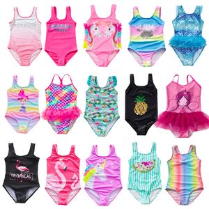 2-16 Years Girls Swimsuit One Piece Swimsuit 2022 Modna Rainbow Saksing For Children Letni Kąpiel