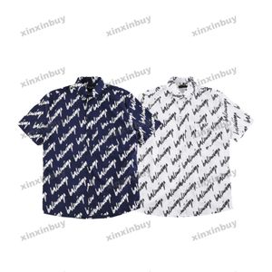 xinxinbuy Men designer Tee t shirt 23ss Paris Cursive letter printing short sleeve cotton women Black White navy blue XS-XL