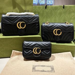 Omuz Çantaları Lüks Kadın Çanta Klasik 3 Boyut Crossbody Çanta Yüksek Kaliteli El Deri Kemer Seri Numarası Kadın Moda Marmont Büyük ve Küçük