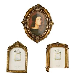 Frames Vintage Aesthetic Resin Po Frames Royal Court Style Embossed Picture Frame Home Ornaments Drop Delivery Home Garden Home Decor Dhd9X