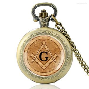 Relógios de bolso grátis e aceito maçons bronze quartzo vintage assistir maçom pendente relógio masculino glass coms colar presentes