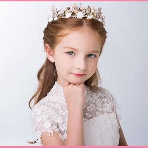 Headpieces Baroque Shells Flower Girls Pearls Jewelry Hair Accessories Head Crown Birthday Kids Wedding First Communion Headband