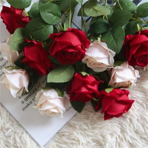 Flores de rosa artificial buquê de seda de seda longa para o casamento de casas de casas de casas mesa de cor de planta falsa acessória de grinaldora gc2045