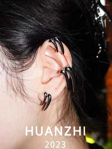 Backs Ohrringe Haunzhi 2023 Punk Hundezähne Form Ohr Manschette Silber Farbe Clip ohne Piercing für Frauen auf Zubehör