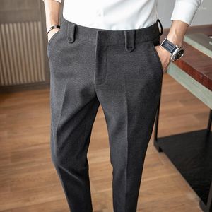 Men's Suits Mens Woolen Suit Pants 2023 High Quality Plus Velvet Solid Color Casual Slim Men's Formal Trousers Brand Clothing