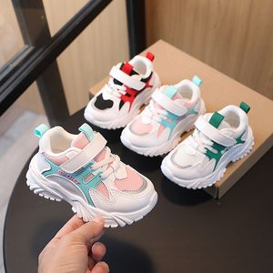 2023 mixed color spring summer shoes Children's sneakers premium pu leather mesh Splicing casual shoes Boy and girl sneakers flat tide shoes