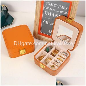 Jewelry Boxes Travel Box Pu Leather Storage Case Portable Jewellery Display For Earrings Necklace Ring Drop Delivery Packaging Dh4Nh