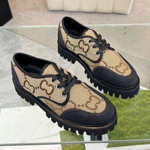 Womens Designer Loafers Lace-up Shoe Black Platform Sneaker Lady Dress Shoes Canvas Derby Shoes Chunky Bottom Office Rubber Lug Sole