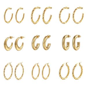 Trend Twisted Hoop Earrings for Women Stainless Steel C Shape Earings Accessories Minimalist Fashion Jewelry gift