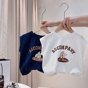 T-shirts Boys And Girls Vest Sleeveless Tops Summer Clothes Pure Cotton Cartoon T-shirt Casual Bottoming Shirts Toddler Costume Boy Vest P230419