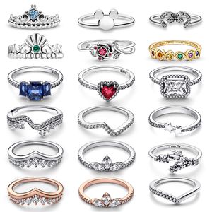 Кольцо Пандора из стерлингового серебра 925 пробы, кольцо с мышью изгоев, кольцо принцессы, неограниченное кольцо с камнем, примитивное сделай сам, подходит для женских модных украшений