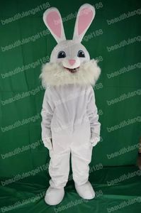 Costumi della mascotte del coniglietto di Pasqua di Halloween Personaggio dei cartoni animati Personaggio del carnevale Taglia unica per adulti Vestito da festa di Natale Vestito per uomo Donna