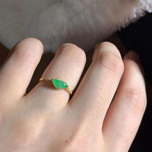 Cluster Rings 2023 In Women 18K Gold Natural Green Jade Emearld Stone Engagement Wedding Dating Ring With Certificate