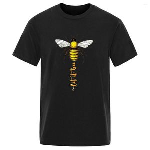 T-shirt da uomo Let It Bee Cartoon manica corta girocollo camicia maschile alta qualità Harajuku Camisetas top retrò Hip Hop 2023 Homme magliette