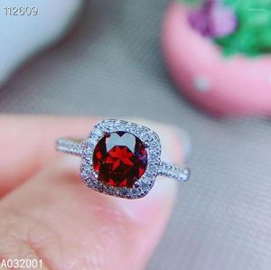 Кластерные кольца kjjeaxcmy fine jewelry natural garnet 925 стерлингового серебра регулируемое драгоценное камень Женщины -кольцо