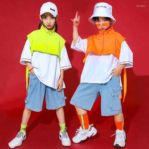 Stage Wear Boys Hip Hop Dance Costume Loose Tops Green Vest Street Jazz Performance Outfit Girls Catwalk Concert BL8361