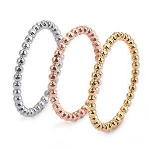 Anelli a fascia per ragazze Anello con design a onde piccole da 2 mm di larghezza Anello con perline in acciaio inossidabile color argento oro rosa per donna