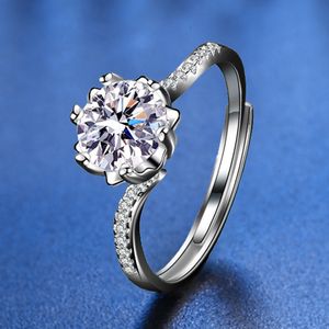 Ring Designer-Ring Luxusschmuck Twist-Arm-Micro-Inlay-Ring Importierter D-Farbe VVS-Qualität Mosan-Diamant Verstellbare Öffnung Diamantring Geschenk für Liebhaber
