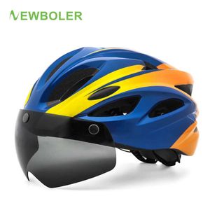 Cykelhjälmar Newboler Män Kvinnor Cykelhjälm med LED -bakre ljus Sport MTB Bicycle Helmet Road Bike Mountain Bike Helmet med Goggles 2022 P230419