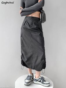 التنانير y2k midi نساء البضائع المحب harajuku vintage فضفاضة الفتيات الأزياء ins ulzzang الأزياء الشارع الشارع الظهر الرباط 230418