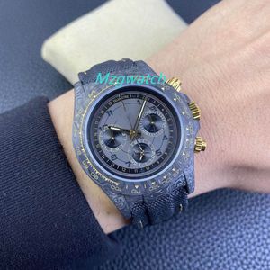 DIW Watch Timing-Funktion 7750 Uhrwerk Kohlefasermaterial Saphirglas wasserdichtes Nylonband