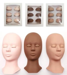 Falska ögonfransar Eyelash Extension Silicone Mannequin Model Head med avtagbara ersättningsögonlock Training Lashes Pad Kit Toolsfa2774101