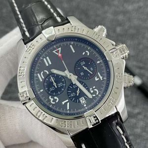 44mm avenge限定灰色のダイヤルウォッチクォーツクロノグラフバッテリーパワーデートメンズウォッチステンレススチールストラップメンズリストウォッチ