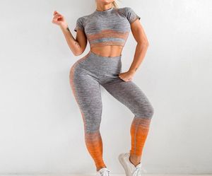 Yoga Outfits Women High Set Set Clothing Legging Sude Sleeve Tight Sport Winter Wear Seamless Long Gym midja74444298