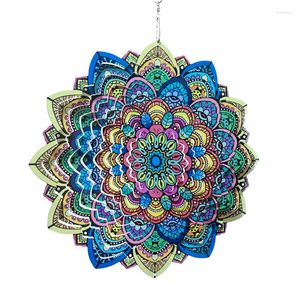 Decorative Figurines 3D Mandala Hanging Wind Chimes Home Decor Stainless Steel Balcony Garden Decoration Outdoor Pendant Spinner Sublimation