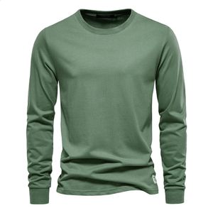 Men's T-Shirts AIOPESON Solid Color Cotton T Shirt Men Casual O-neck Long Sleeved Mens Tshirts Spring Autumn High Quality Basic T-shirt Male 231118